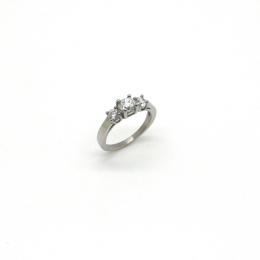 Stainless Steel  Engagement Ring,April birthstone